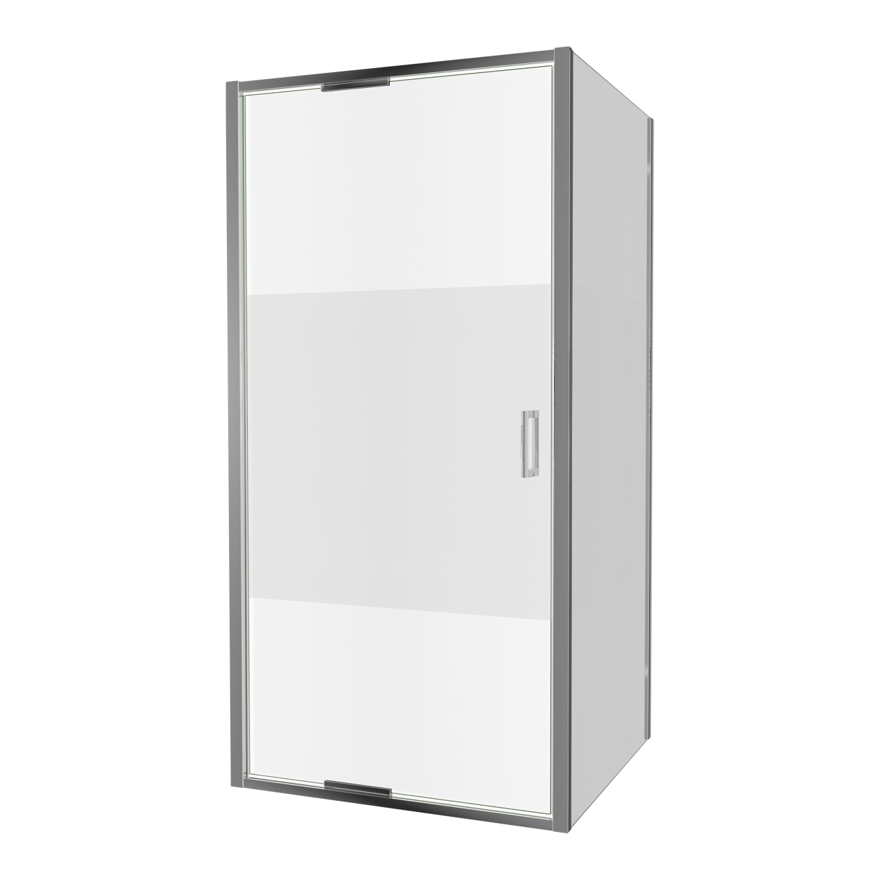 Luca Varess Vidor In douchecabine met draaideur en vaste zijwand 100 x 90 cm Helder glas met matte strook glans chroom profiel