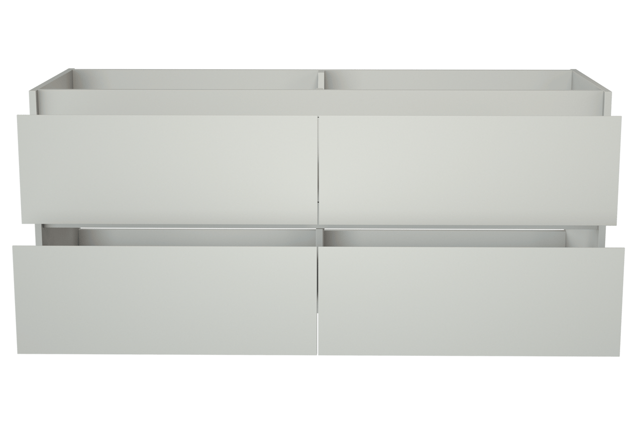 Storke Seda hängender Waschbeckenunterschrank: 150 x 52 cm, Weiß matt, 4 Schubladen