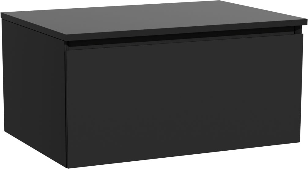 Storke Edge zwevend badmeubel 75 x 52 cm mat zwart met Panton enkel wastafelblad in gepoedercoate mdf mat zwart