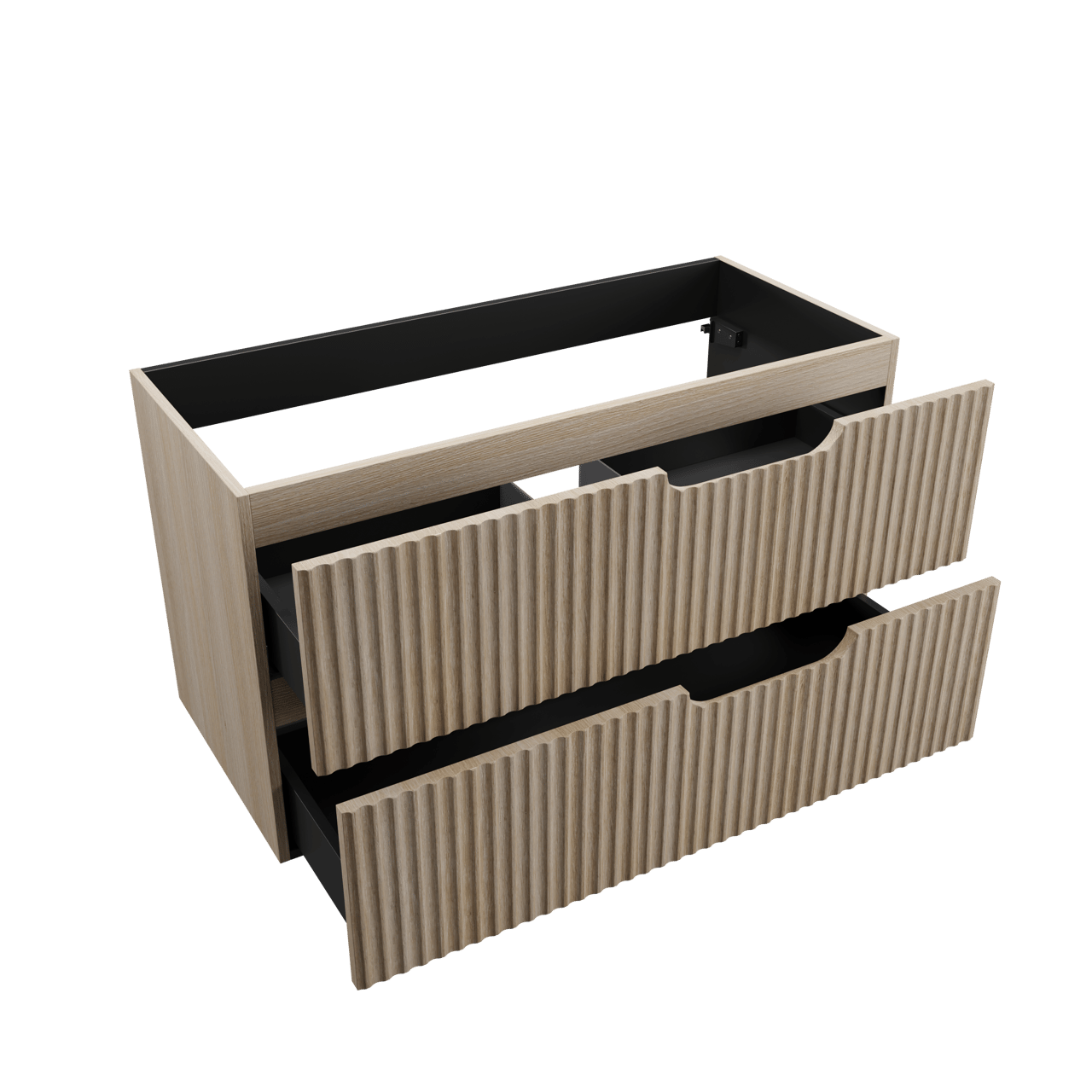 Linie Ribbo meuble sous-vasque suspendu 100 x 46 cm chêne clair 2 tiroirs