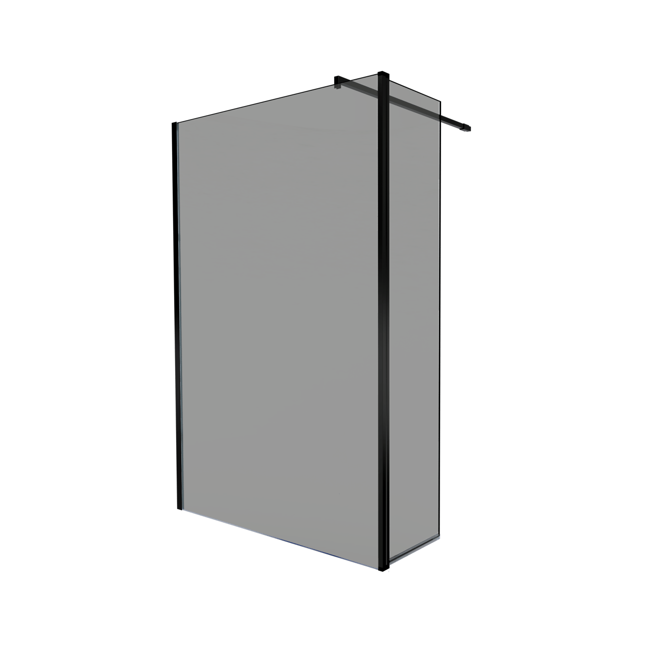 Balmani Move Walk-In Dusche: Bewegliche Seitenwand, 140 x 200 cm, Rauchglas, Schwarzes Profil, matt