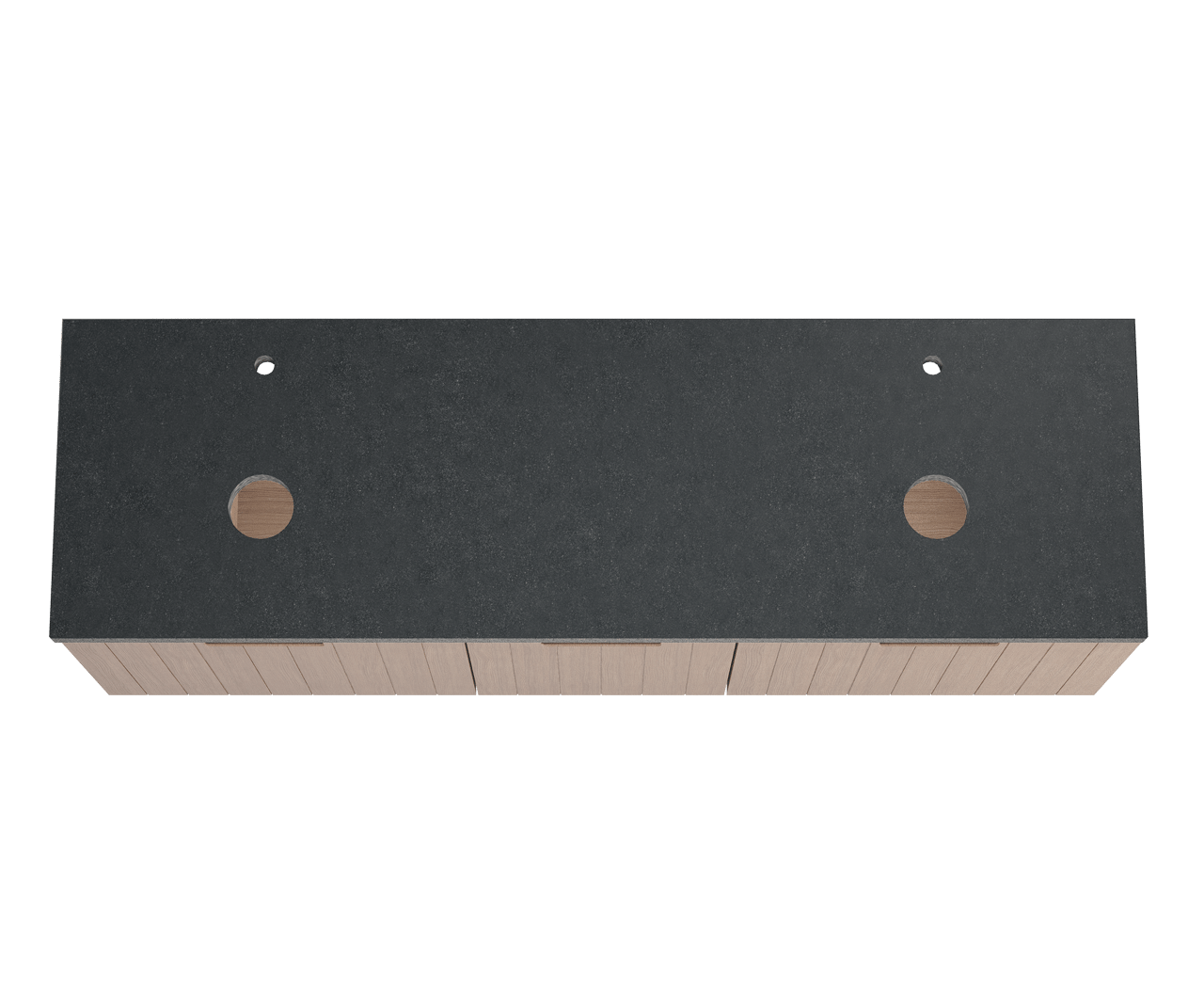 Balmani Adagio meuble salle de bains suspendu 180 x 55 cm chêne vieilli avec Rock tablette double en granit noir