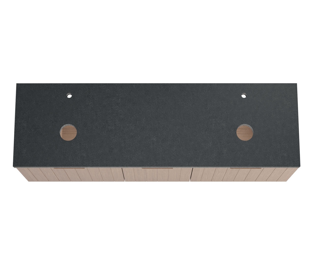 Balmani Adagio zwevend badkamermeubel 180 x 55 cm verweerde eik met Rock dubbel tablet in graniet zwart