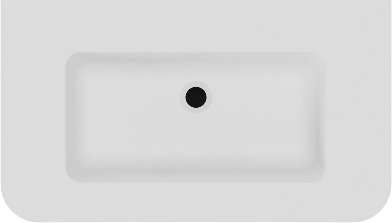 Storke Soft meuble salle de bains suspendu 80 x 46 cm noyer avec Mata Soft plan simple en Solid Surface blanc mat, Nervure droite symétrique verticale