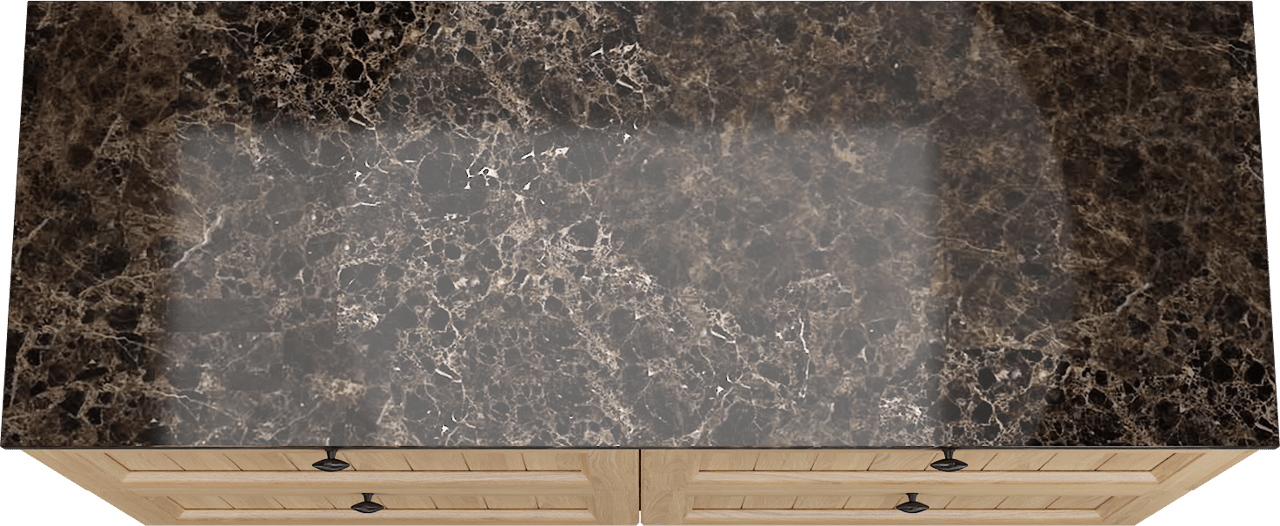 Balmani Lemon meuble salle de bains à poser 150 x 55 cm, placage chêne naturel avec Stretto tablette simple ou double en dark emperador