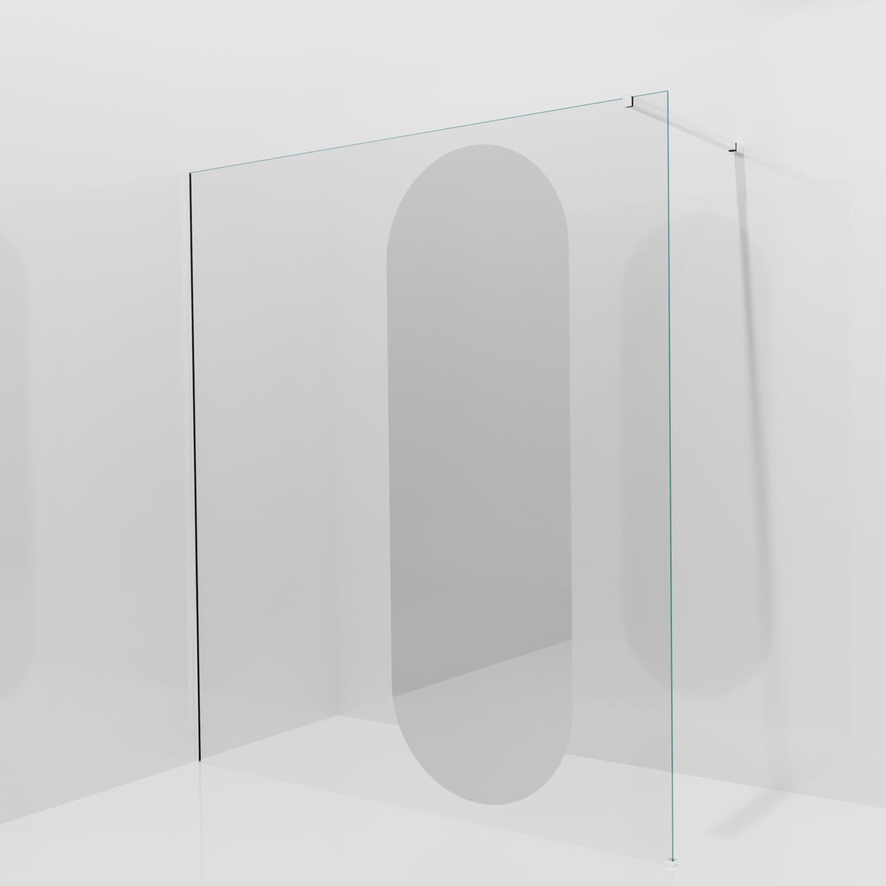 Balmani Modular inloopdouche: 180 x 200 cm, Reflex ovaal spiegelglas, Glanzend chroom profielen