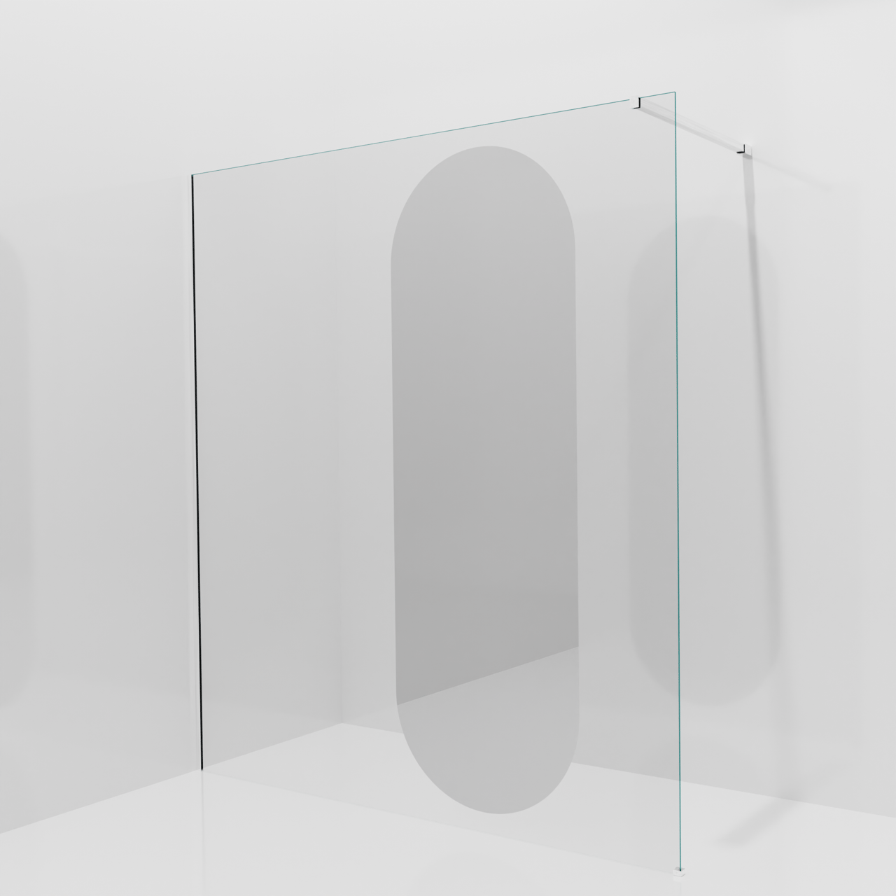 Balmani Modular douche à l'italienne: 180 x 200 cm, Miroir reflex ovale, Profil Chrome brillant