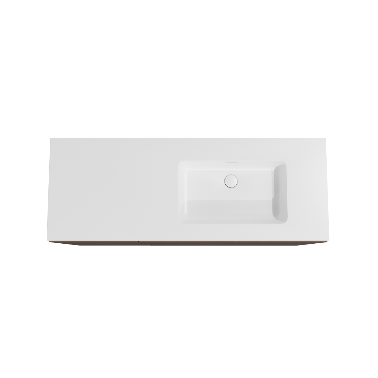 Storke Edge staand badmeubel 140 x 52 cm notenhout met Mata asymmetrisch rechtse wastafel in solid surface mat wit