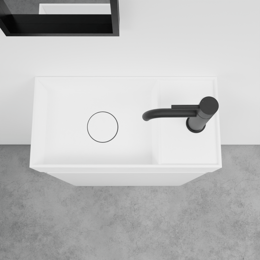 Balmani Mitra zwevend toiletmeubel 42 x 21 cm mat wit met Loop wastafel in matte Solid Surface