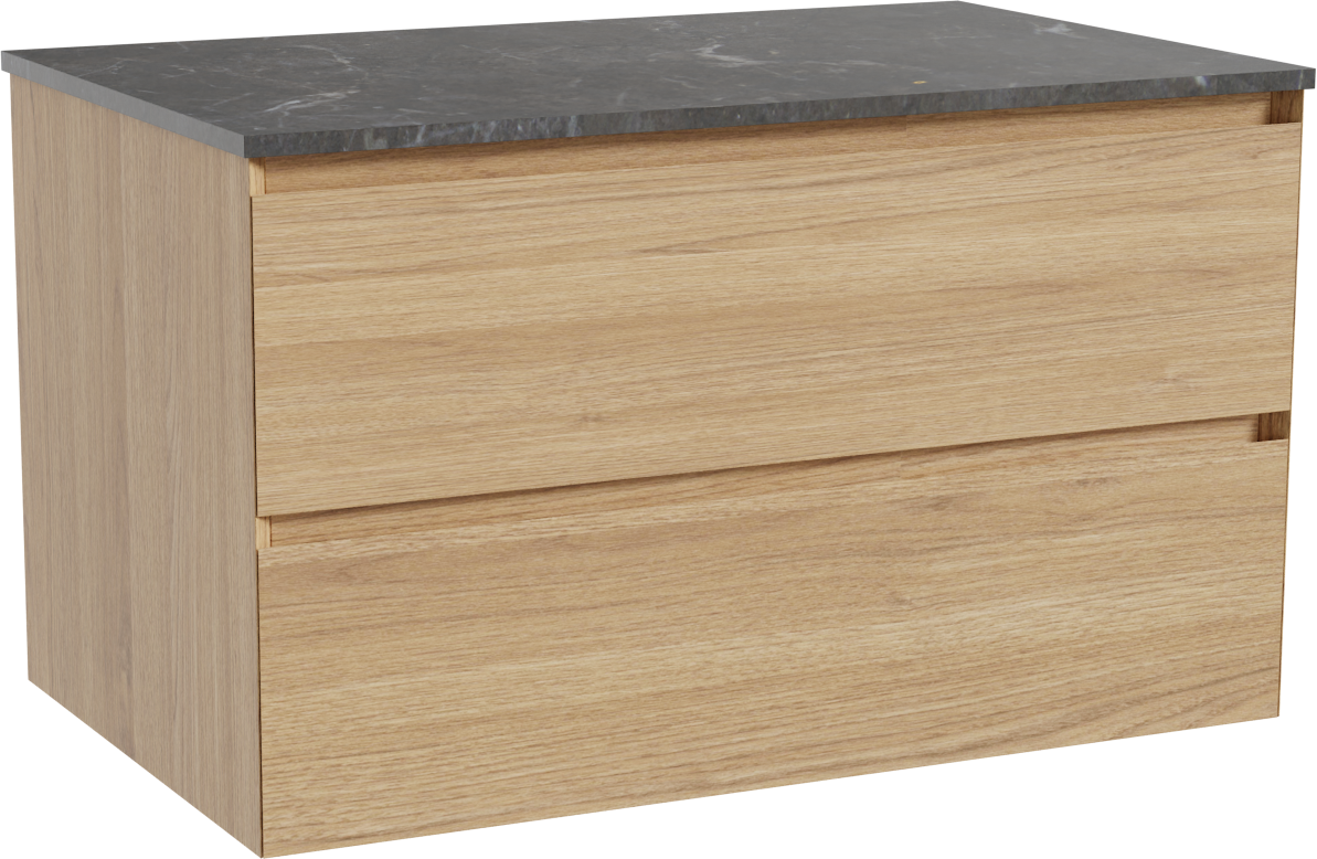 Balmani Mitra Badmöbel Set mit Stretto Waschtischplatte für Aufsatzwaschbecken