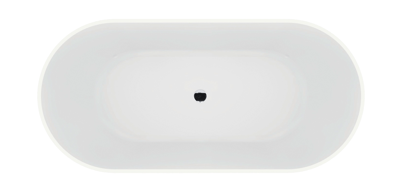 Luca Varess Monterosi oval freistehende Badewanne, 169 x 80 cm, Solid Surface, weiß matt