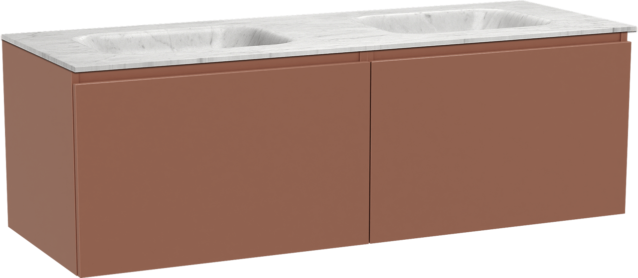 Balmani Sfera by Lucida meuble salle de bains suspendu 150 x 55 cm cotto avec Tablo Arcato double vasque en marbre carrara
