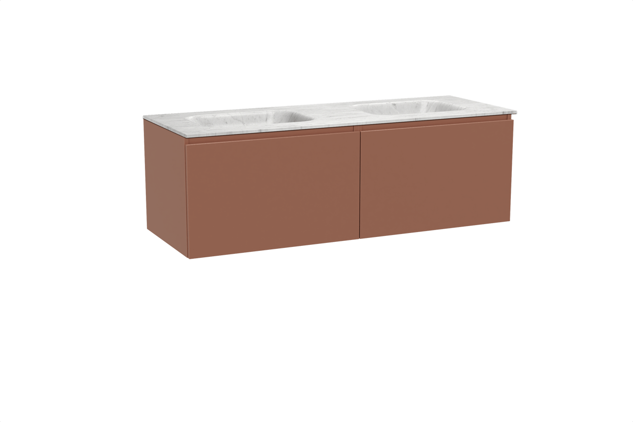 Balmani Sfera meuble salle de bains suspendu 150 x 55 cm cotto avec Tablo Arcato double vasque en marbre carrare