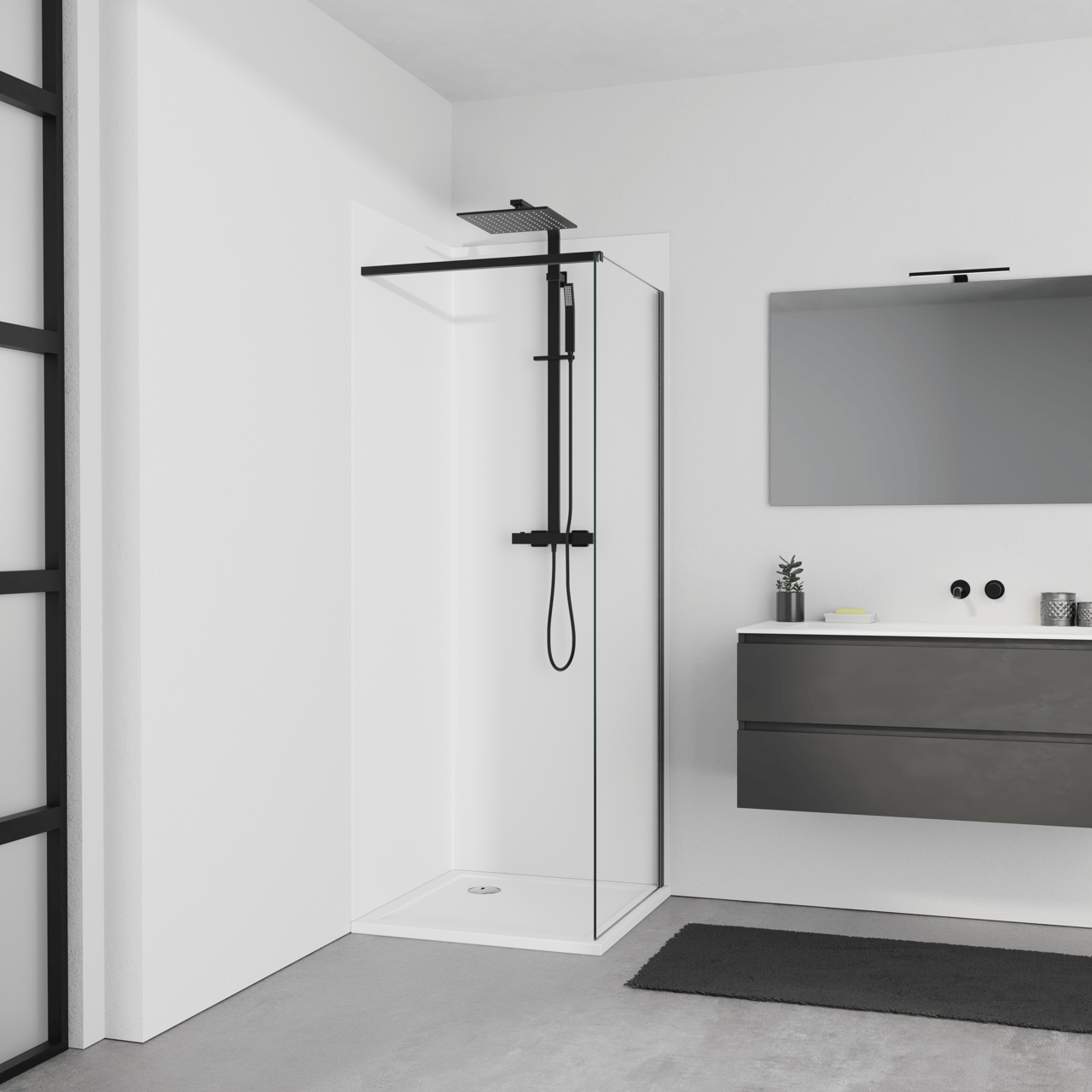 Luca Varess Silk panneaux muraux de douche avec profil d'angle 80 x 80 x 220 cm acrylique blanc mat