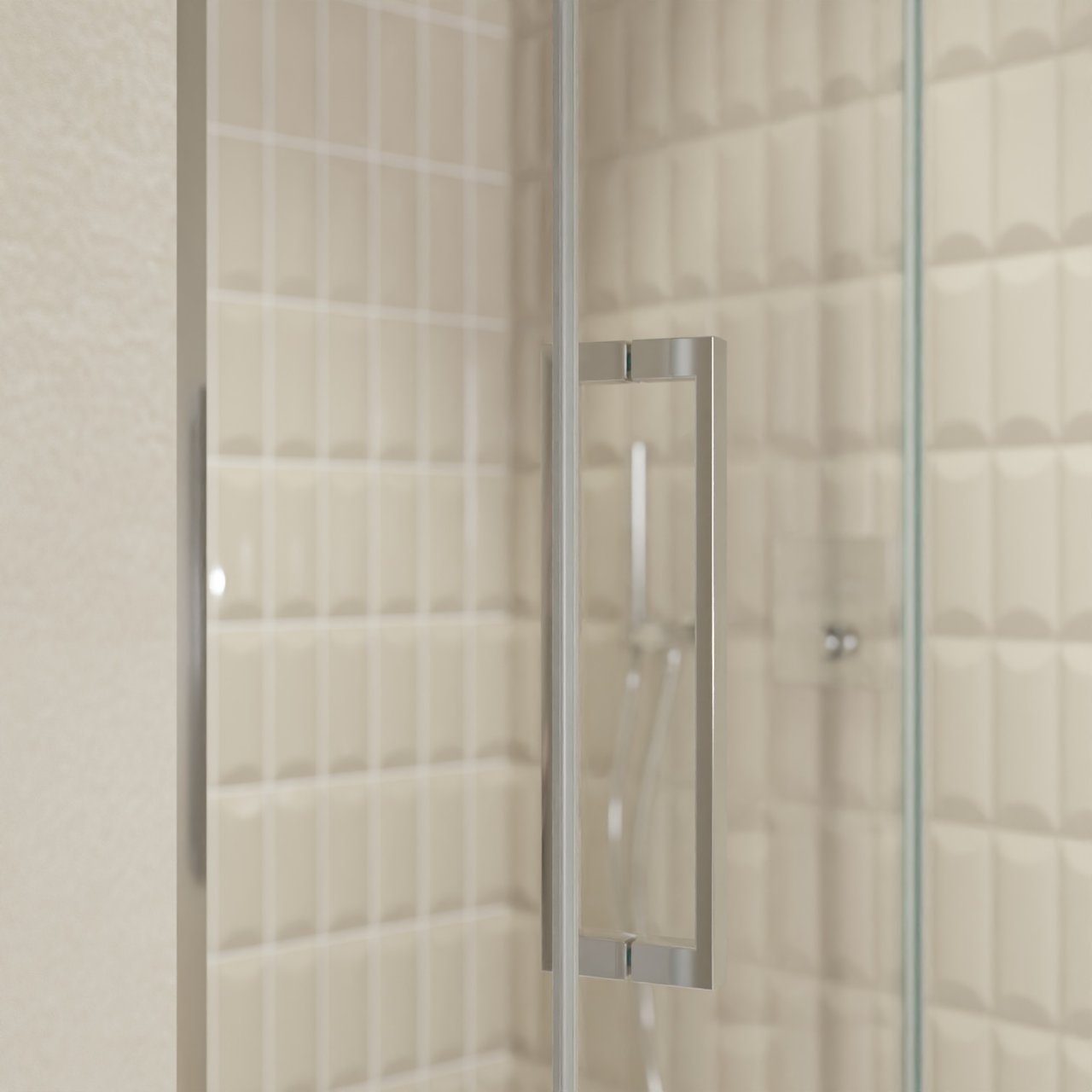 Balmani Senses Design porte pivotante à droite 120 cm x 210 cm verre transparent, Profil chrome