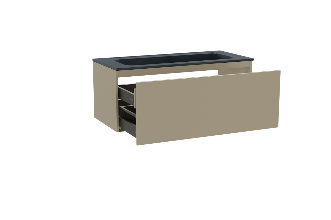 Balmani Sfera meuble salle de bains suspendu 120 x 55 cm dune avec Tablo Strada lavabo simple pour 2 trous de robinet en marbre composite noir mat