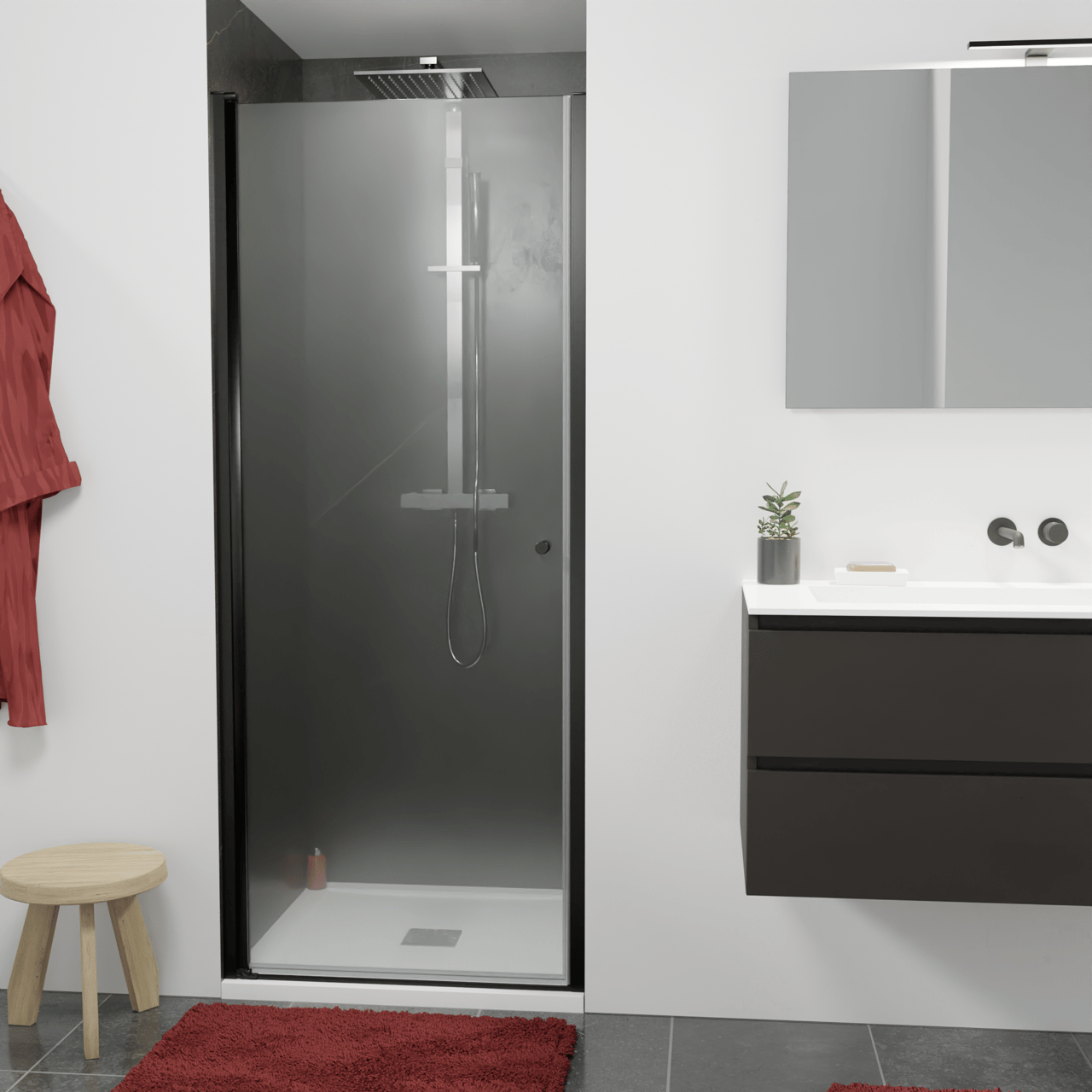 Luca Varess Kuresa douche draaideur 85 x 200 cm helder glas mat zwart profiel