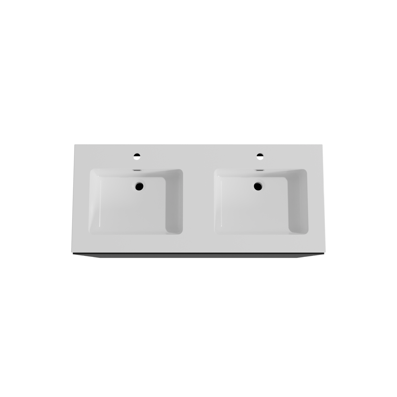 Storke Edge staand badmeubel 120 x 52 cm mat zwart met Diva dubbele wastafel in composietmarmer hoogglans wit