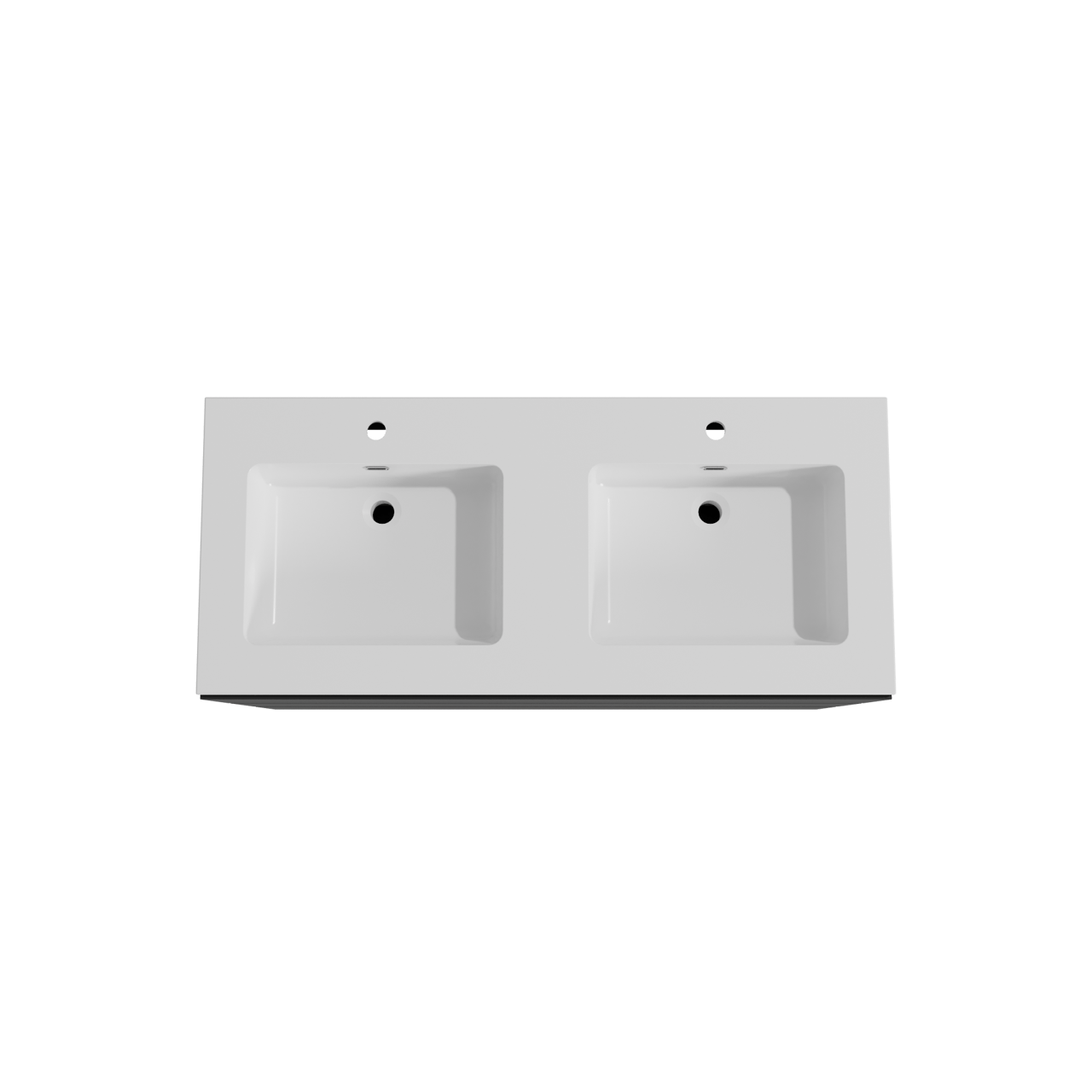 Storke Edge meuble salle de bains à poser 120 x 52 cm noir mat avec Diva double vasque en marbre composite blanc brillant