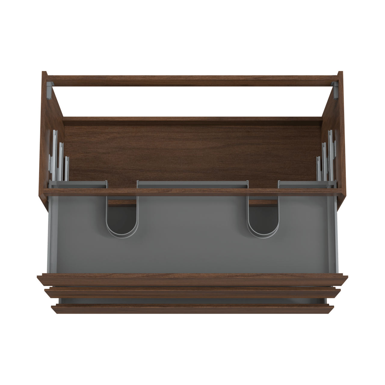 Storke Edge stehender Waschbeckenunterschrank: 120 x 52 cm, Nussbaum, 3 Schubladen