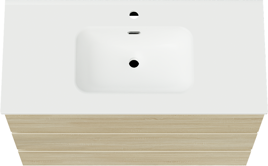 Linie Lado staand badmeubel 100 x 46 cm wit eiken met Baro enkele wastafel in porselein mat wit