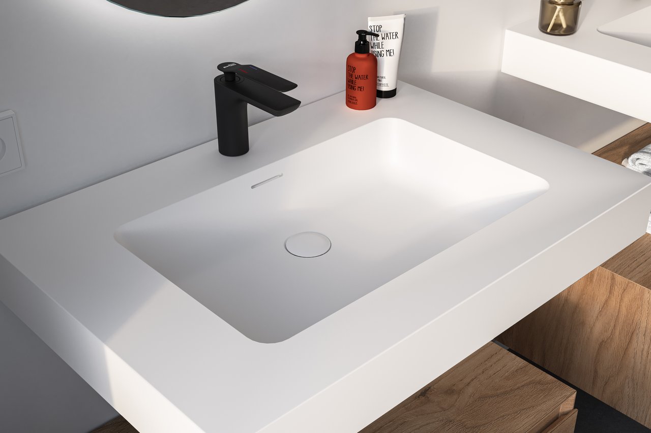 Storke Mata High Einzelwaschtisch, Solid Surface matt, 75 x 52 cm