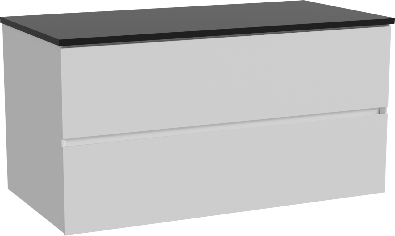 Storke Edge meuble salle de bains suspendu 105 x 52 cm blanc mat avec Panton tablette simple en mdf enduit de poudre noir mat