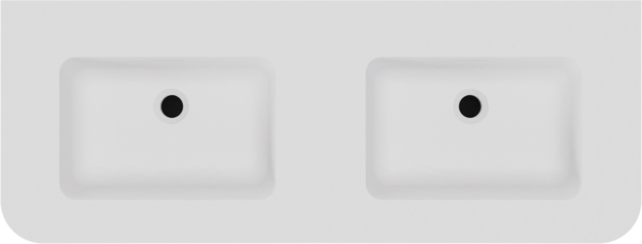 Storke Soft meuble salle de bains suspendu 120 x 46 cm noyer avec Mata Soft double vasque en Solid Surface blanc mat