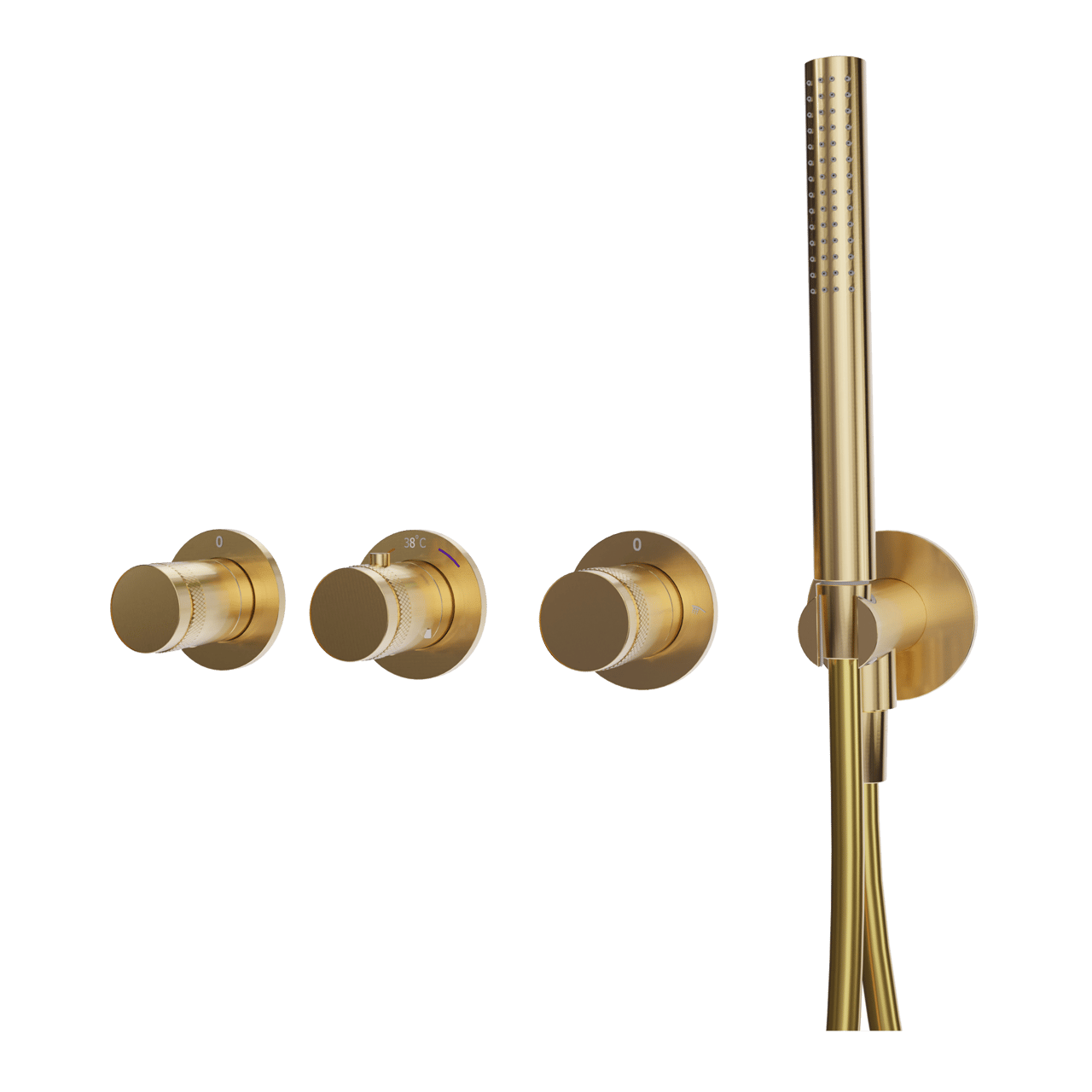 Blaufoss Pavilion Thermostat-Duscharmatur: Unterputz, Brushed Gold, Einbauelement inklusive