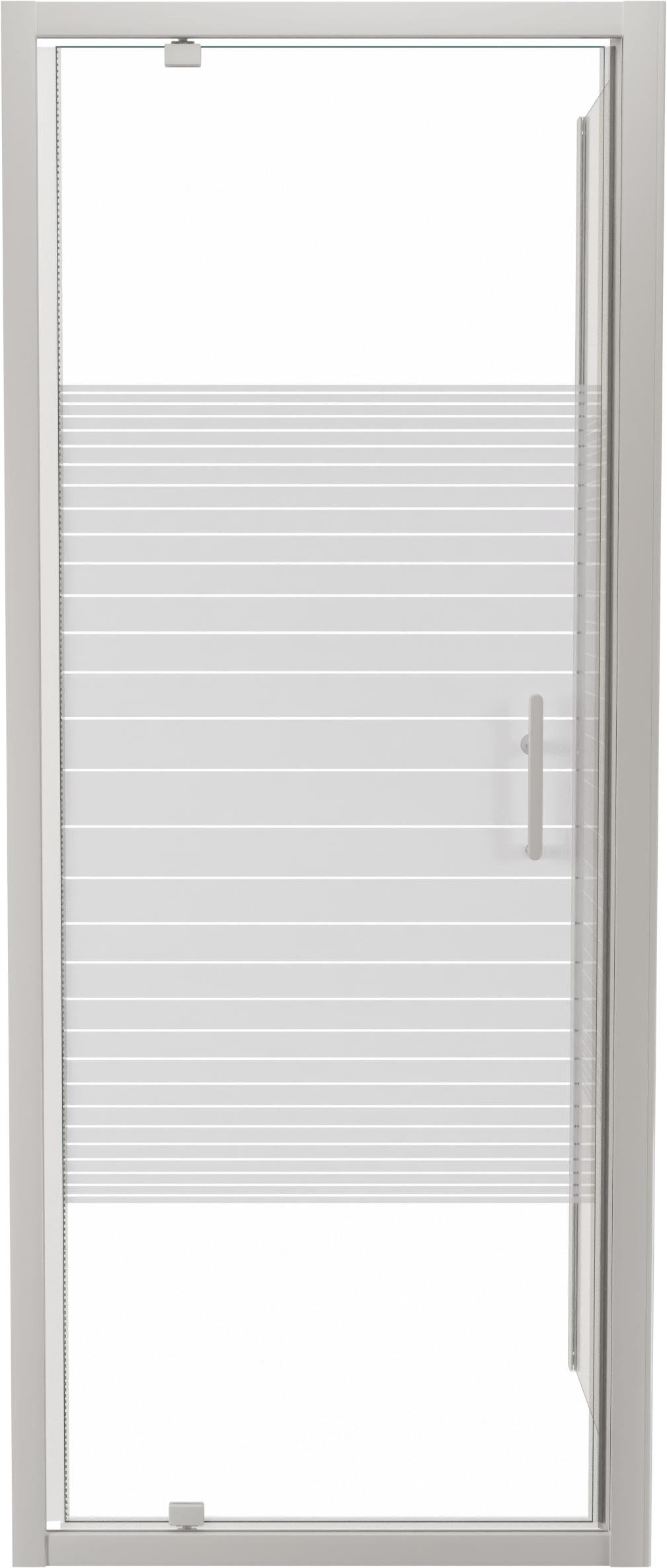 SanyOne Anton douchehoek met draaideur en vaste zijwand, 80 x 90 cm, gestreept glas, witte profielen