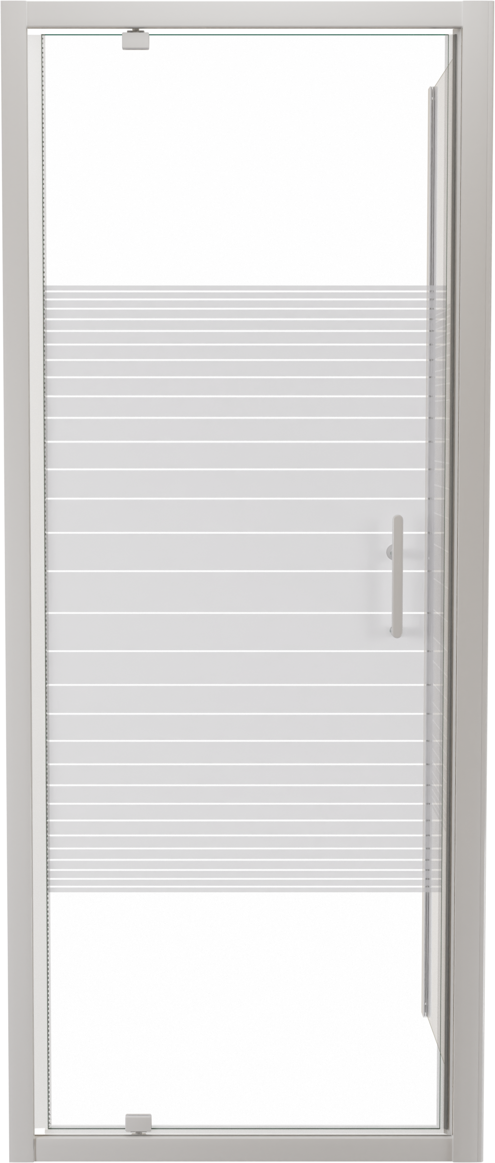 SanyOne Anton douchehoek met draaideur en vaste zijwand, 80 x 90 cm, gestreept glas, witte profielen