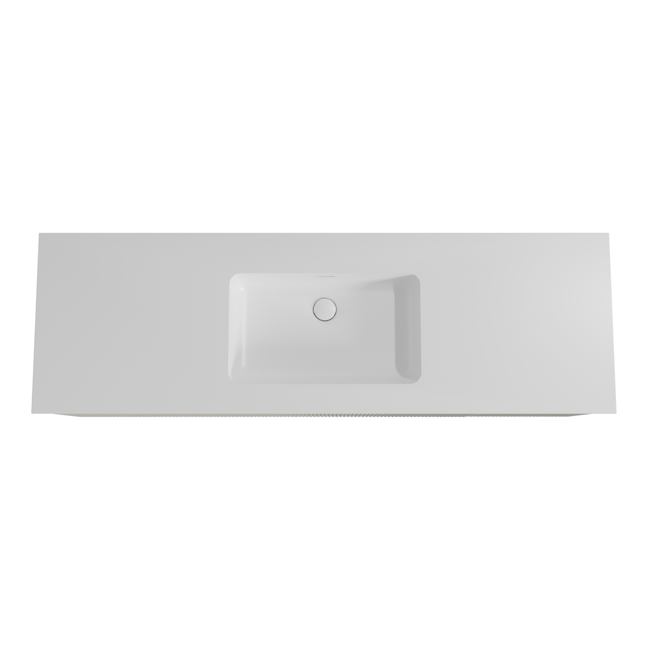 Storke Ribs hängendes Möbelstück Set: 165 x 52 cm, Seidengrau, mit Mata Einzelwaschtisch, Solid Surface, Weiß matt, Vertikale symmetrische gerade Rippe
