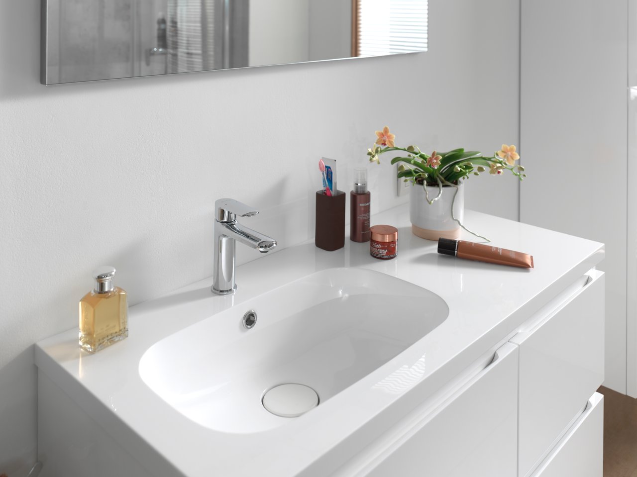 Storke Planza asymmetrisch linkse wastafel glanzend composiet marmer 100 x 46 cm