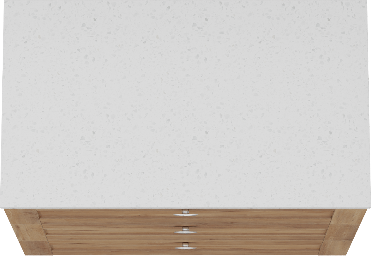 Linie Classo freistehendes Möbelstück Set: 80 x 46 cm, Naturbelassene Eiche, mit Lado Einzel Waschtischplatte, Melamin in Terrazzo Weiß