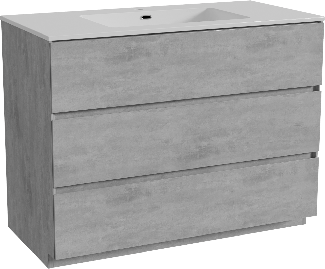 Storke Edge freistehendes Möbelstück Set: 105 x 52 cm, Beton dunkelgrau, mit Diva Einzelwaschtisch, Marmorkomposit Weiß glänzend