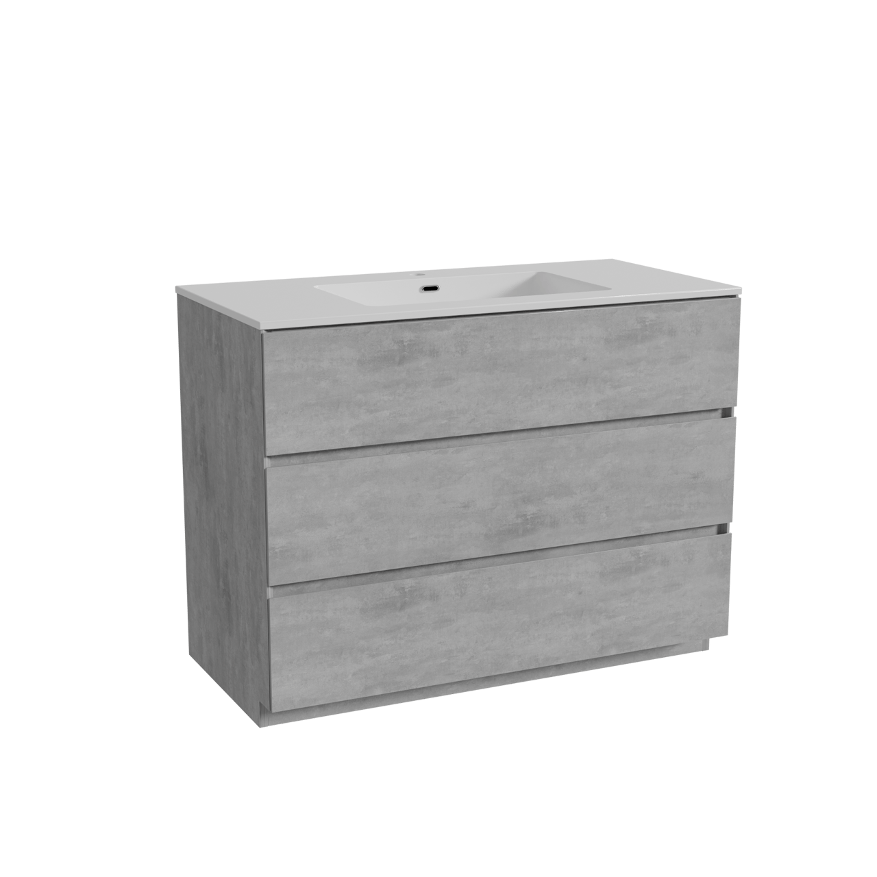 Storke Edge staand badkamermeubel 105 x 52 cm beton donkergrijs met Diva enkele wastafel in composietmarmer glanzend wit