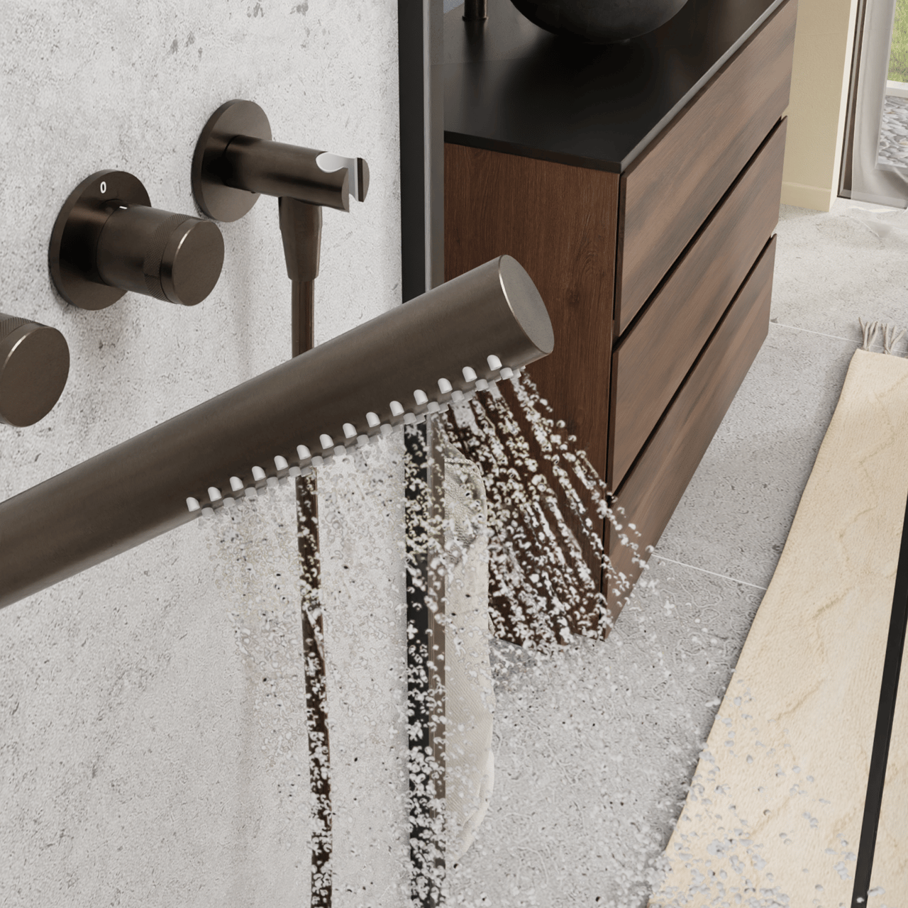 Blaufoss Pavilion Thermostat-Duscharmatur: Unterputz, Brushed GunMetal, Einbauelement inklusive