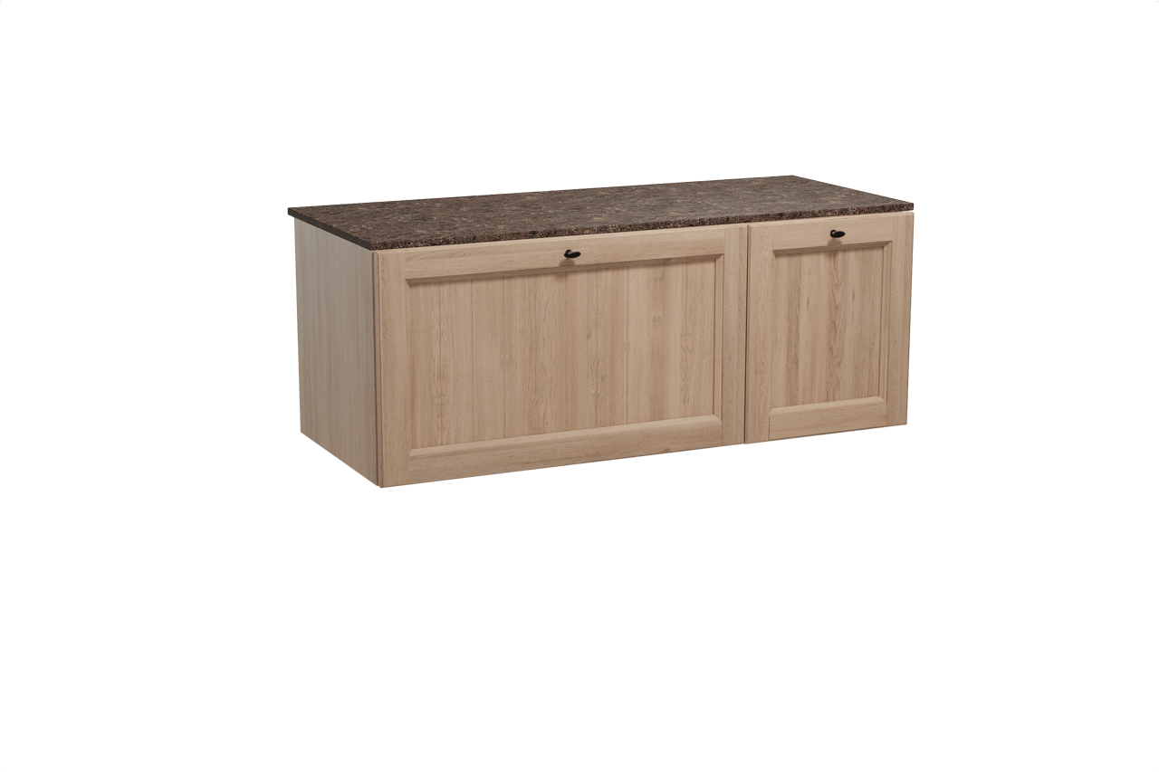 Balmani Lemon meuble salle de bains suspendu 135 x 55 cm chêne vieilli avec Stretto tablette simple ou double en marbre dark emperador