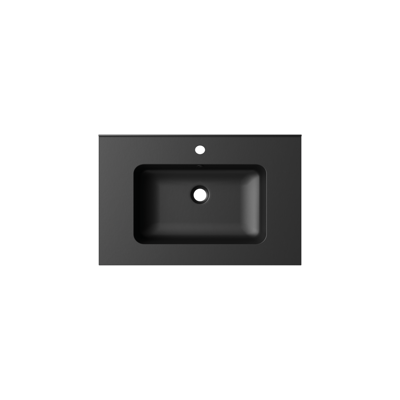Linie Vano Einzelwaschtisch Matt Schwarzer Verbundmarmor 70 x 46 cm