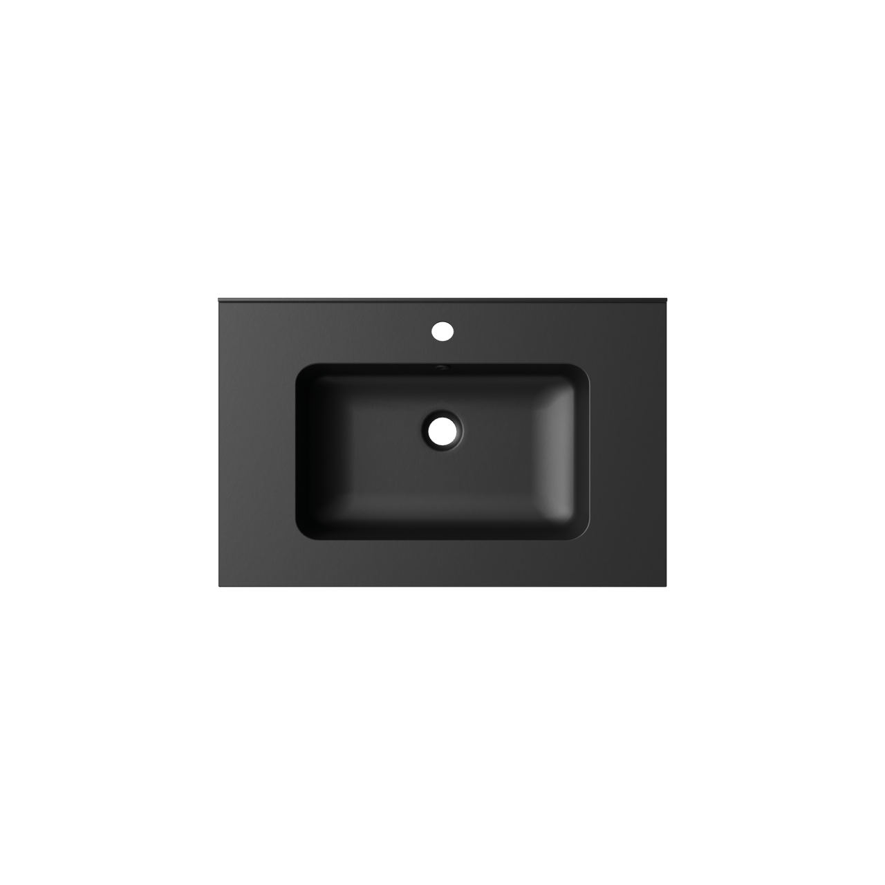 Linie Vano Einzelwaschtisch Matt Schwarzer Verbundmarmor 70 x 46 cm