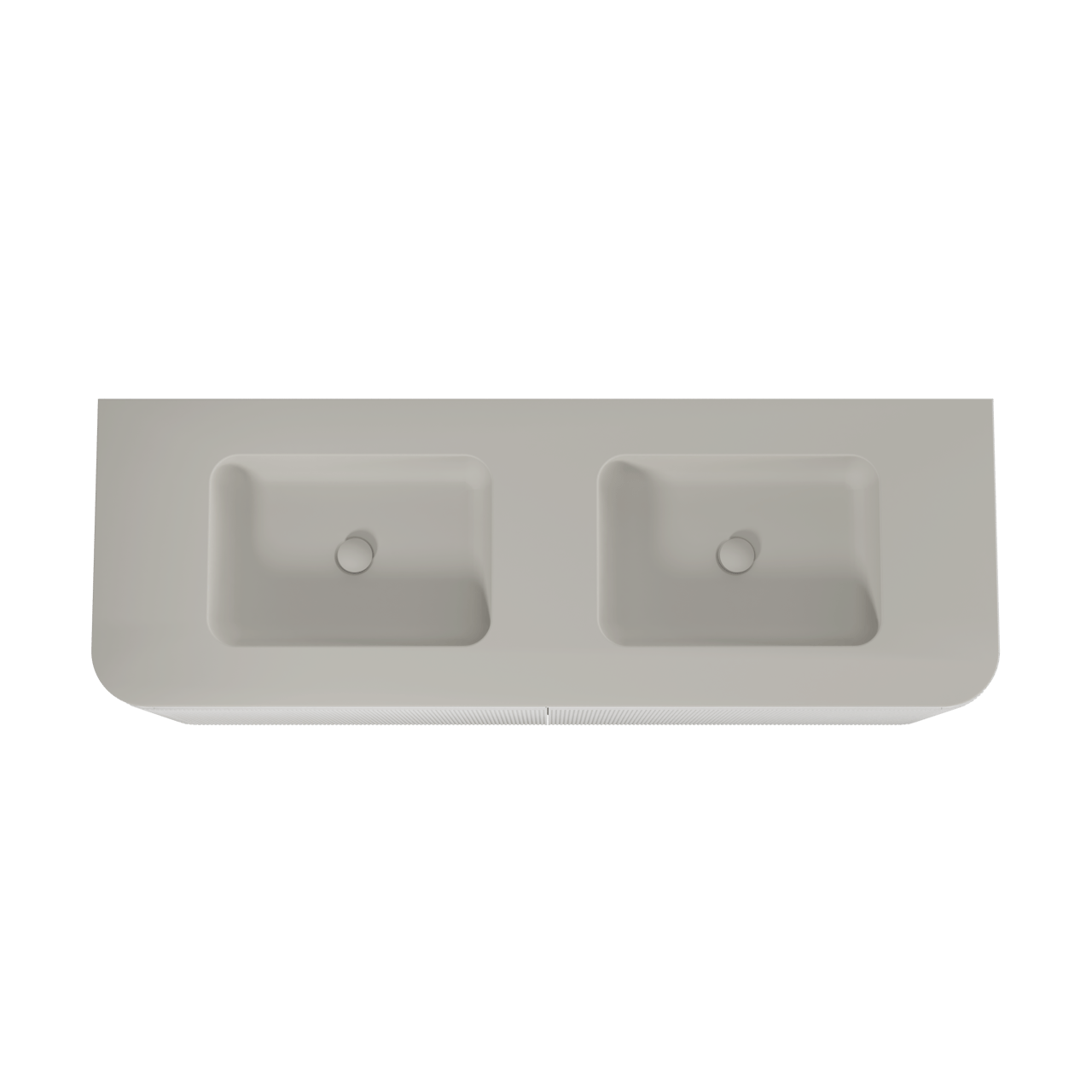 Balmani Moon hängendes Möbelstück Set: 160 x 55 cm, Weiß matt, mit Moon Doppelwaschtisch, Top Solid, Seidengrau, Vertikale symmetrische gerade Rippe