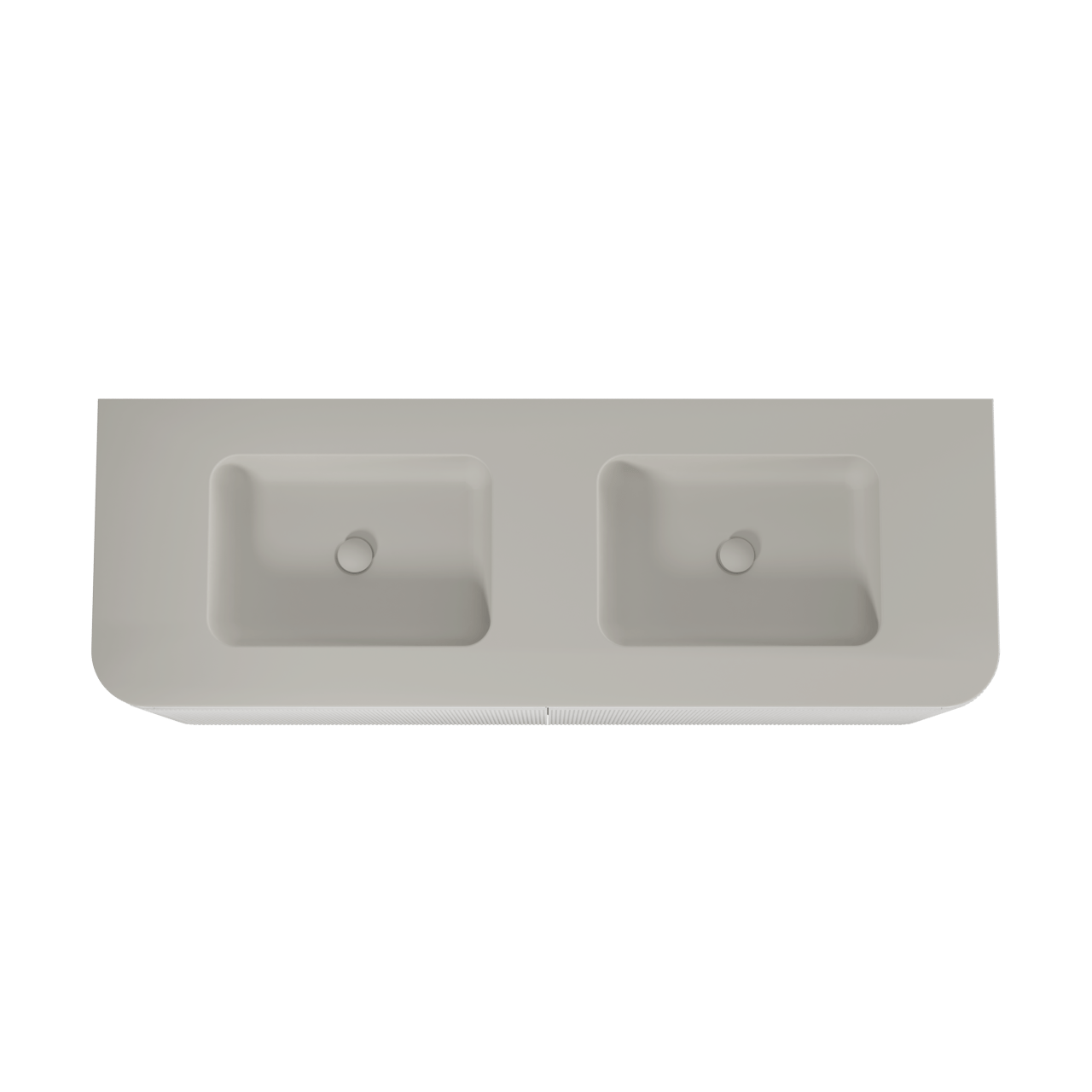 Balmani Moon hängendes Möbelstück Set: 160 x 55 cm, Weiß matt, mit Moon Doppelwaschtisch, Top Solid, Seidengrau, Vertikale symmetrische gerade Rippe
