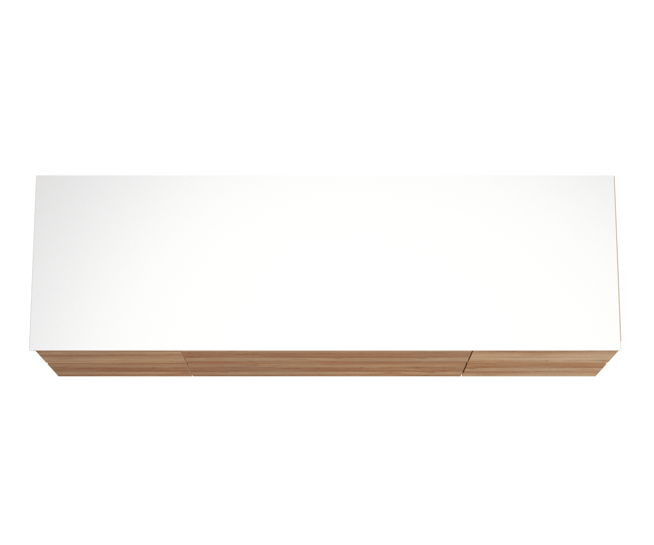 Balmani Lucida meuble salle de bains suspendu 180 x 55 cm teck avec Stretto tablette simple ou double en solid surface blanc mat