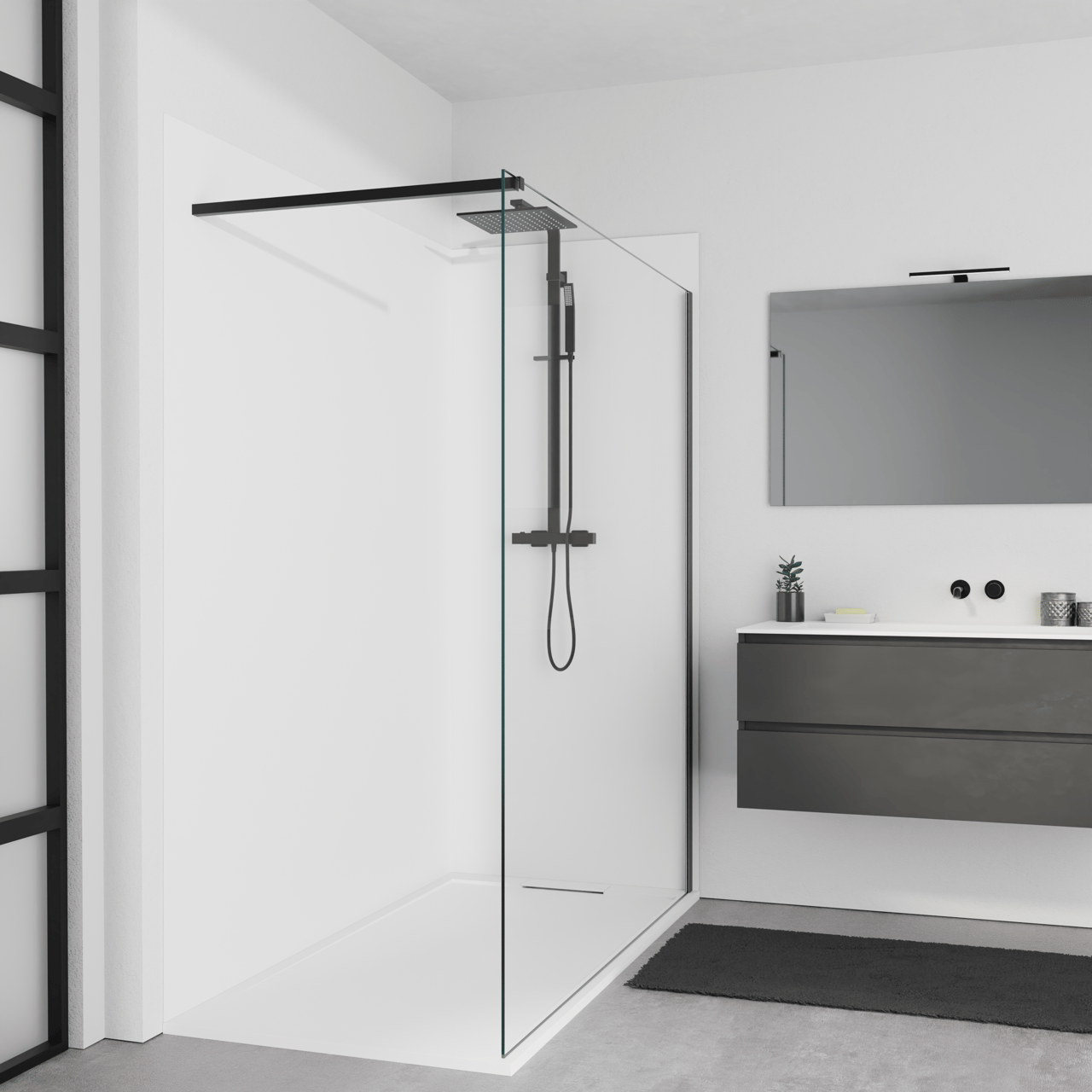 Balmani Piatto set douchewandbekleding 180 x 90 x 220 cm Solid Surface mat wit