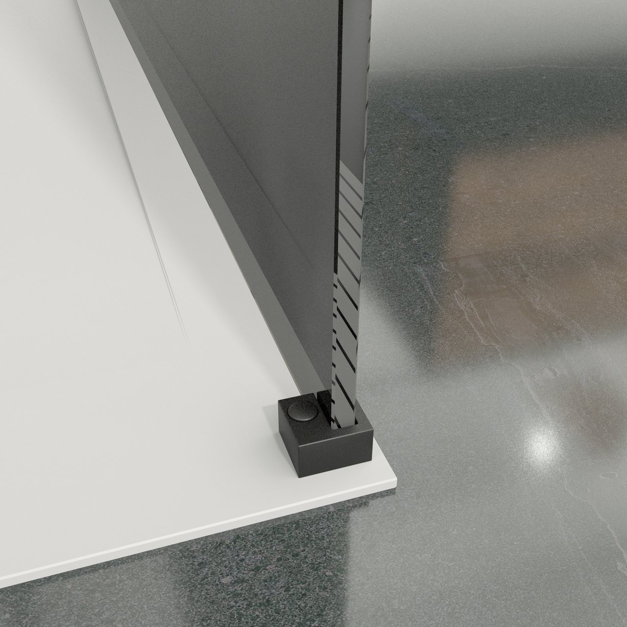 Balmani Modular douche à l'italienne 90 x 200 cm verre fumé avec bande matte profil noir mat