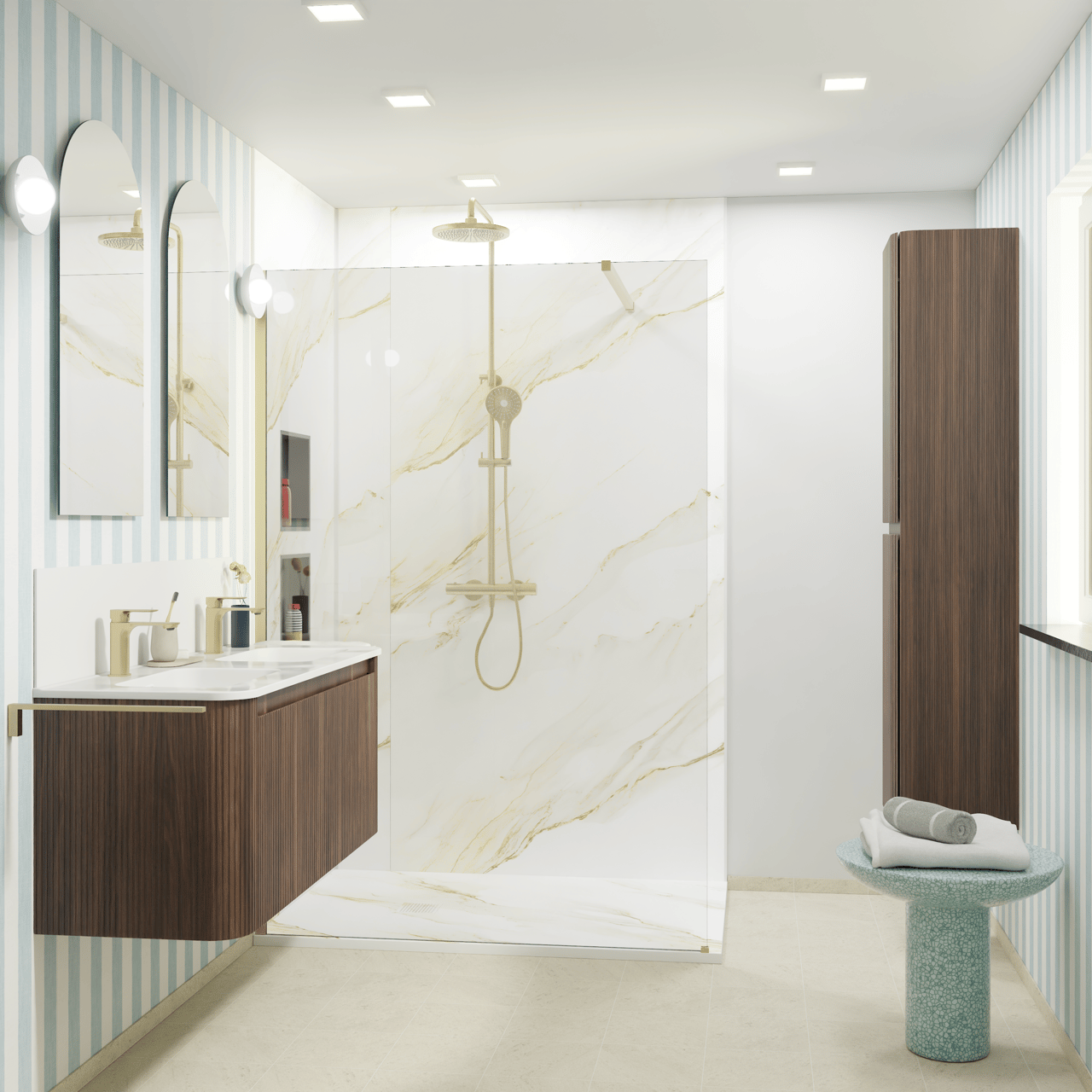Luca Varess Suite receveur de douche 140 x 90 cm marbre composite Marble Gold