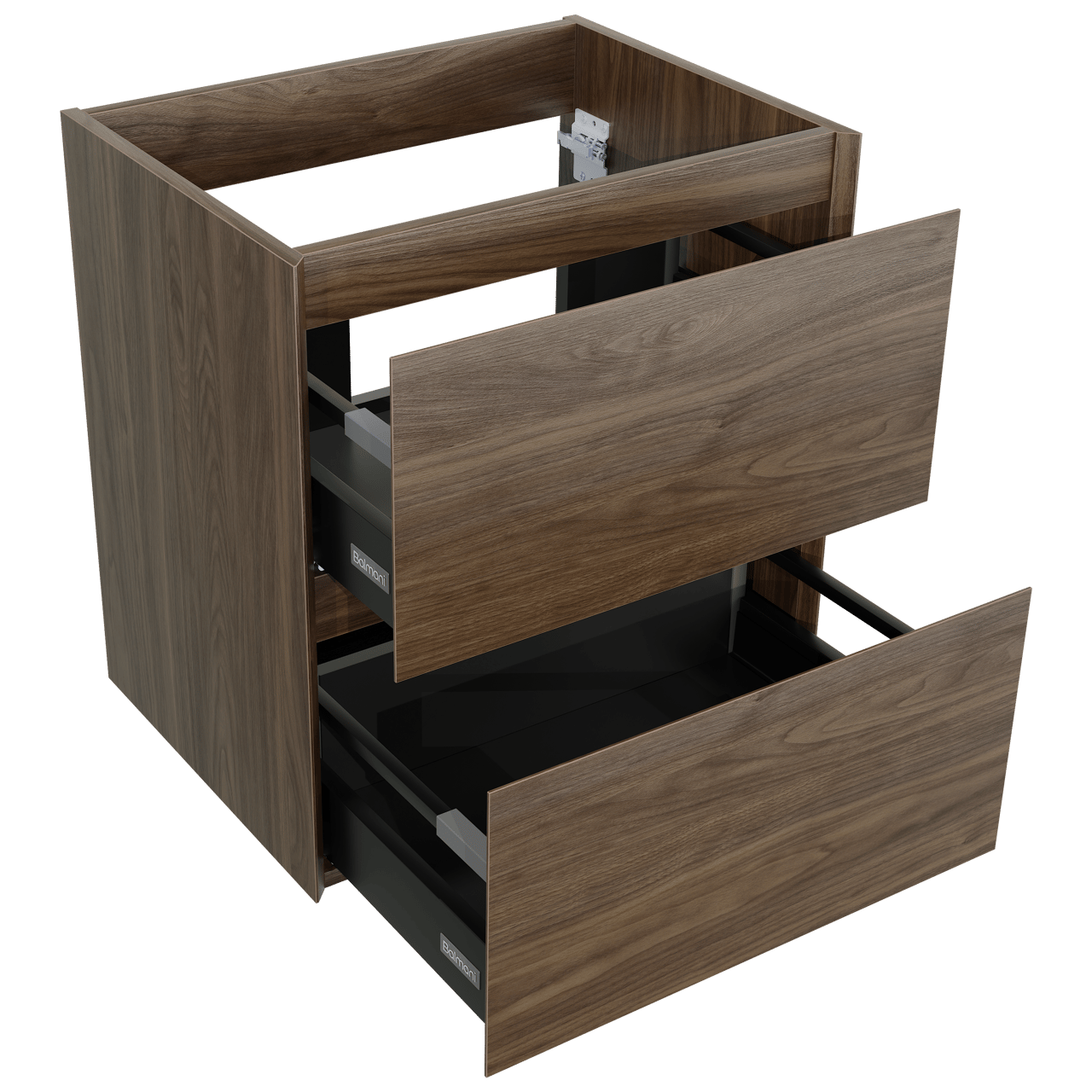 Balmani Mitra Compact hängendes möbelstück Waschtischunterschränke 60 x 46 cm amerikanischer nussbaum 2 Schubladen