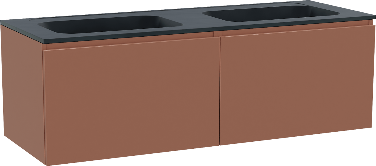 Balmani Sfera meuble salle de bains suspendu 150 x 55 cm cotto avec Tablo Strada double vasque en marbre composite noir mat