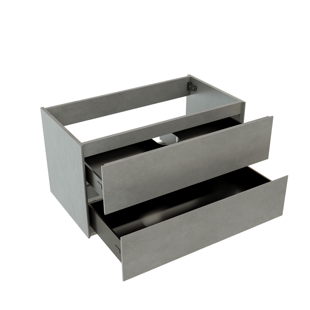 Storke Edge hängender Waschbeckenunterschrank: 95 x 52 cm, Beton dunkelgrau, 2 Schubladen