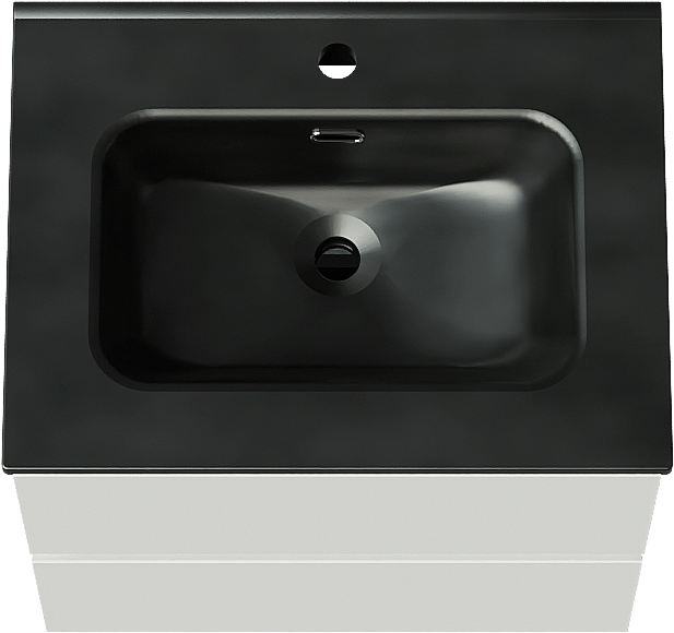 Linie Lado meuble salle de bains suspendu 60 x 46 cm blanc brillant avec Baro plan simple en porcelaine noir mat